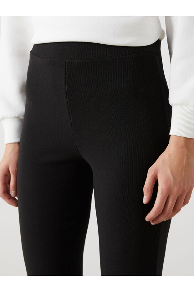 LCW Modest Siyah Beli Lastikli Kadın Tayt Pantolon - 3