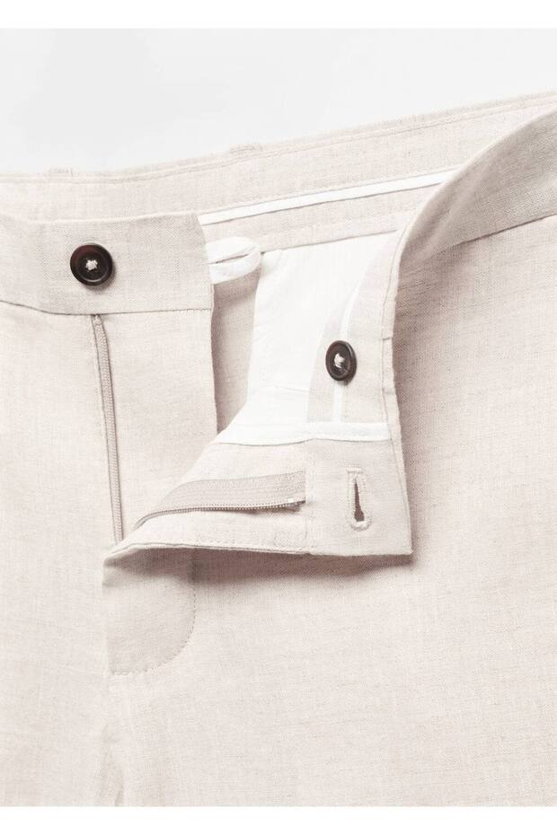 Slim fit %100 keten pantolon - 8