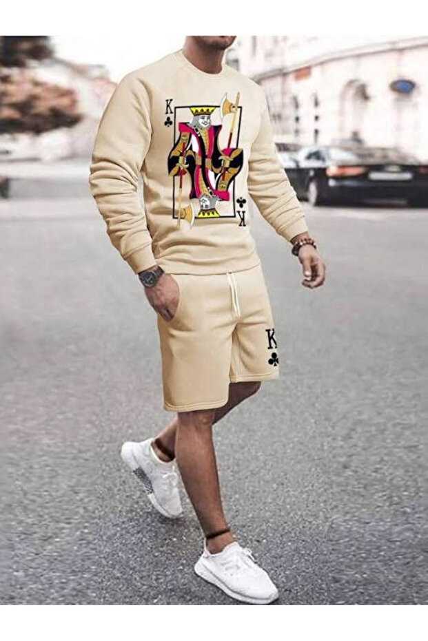 Card Printed Unisex Oversize Shorts Set