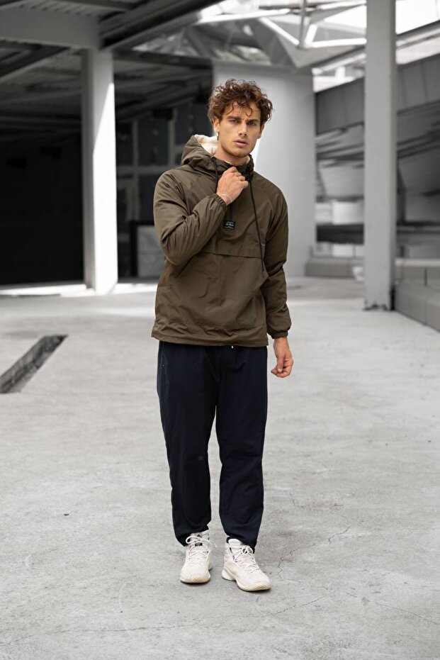 He Kanguru Kürklü Mont 01 Haki - 7