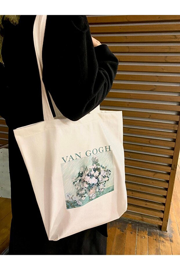Van Gogh Printed Comfortable and Stylish Bag Beach and Sea Bag with Wide Printed Raschel Fabric