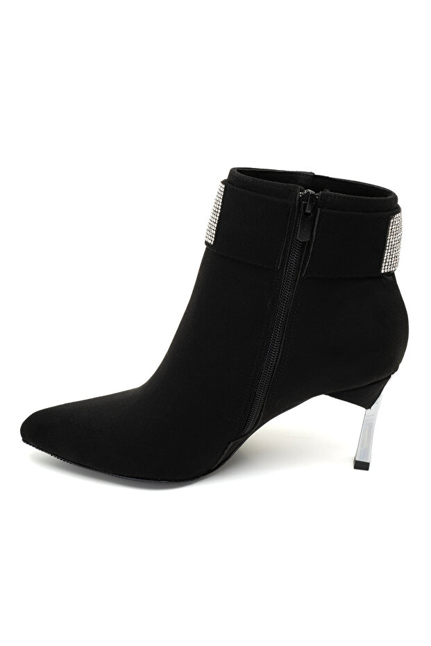 Adrian Siyah Kadın Taşlı Topuklu Bot - 5