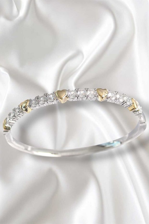 Brass Mix Color Zircon Stone Heart Detail Vip Series Women's Handcuffs