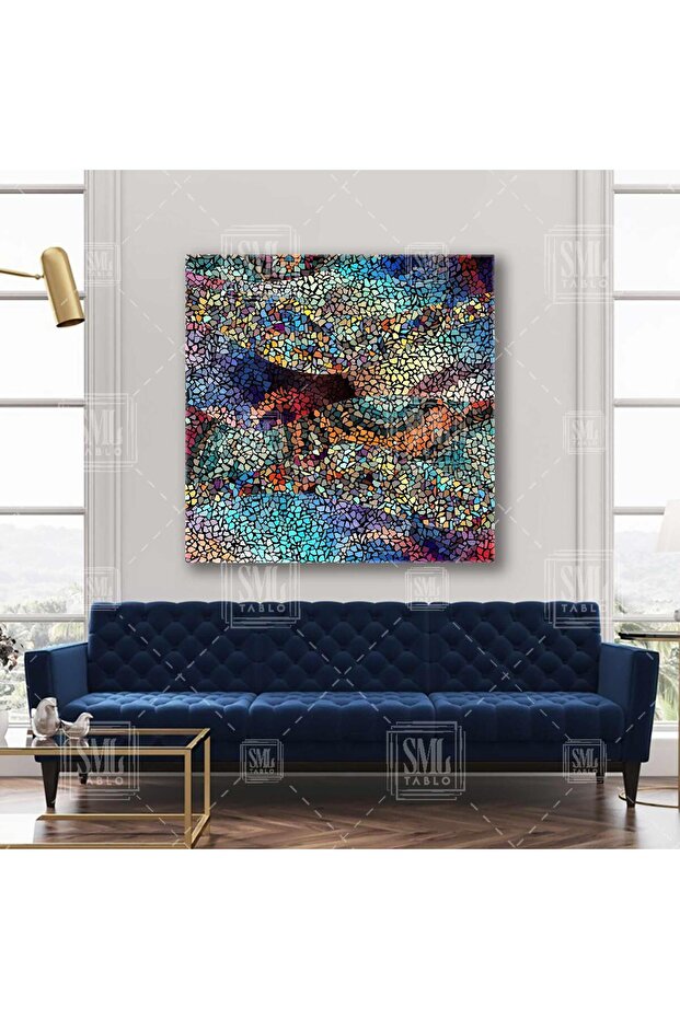 Seramik Moden Mozaik Sanatı Tiles Art Kare Kanvas Tablo - 1