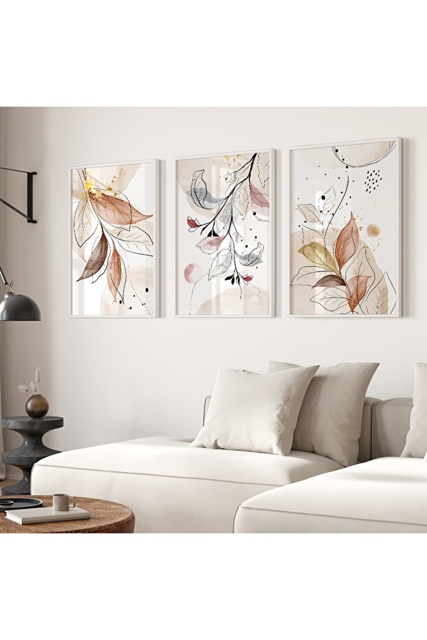 3 Parça Çerçeveli Ahşap Tablo Seti - 1