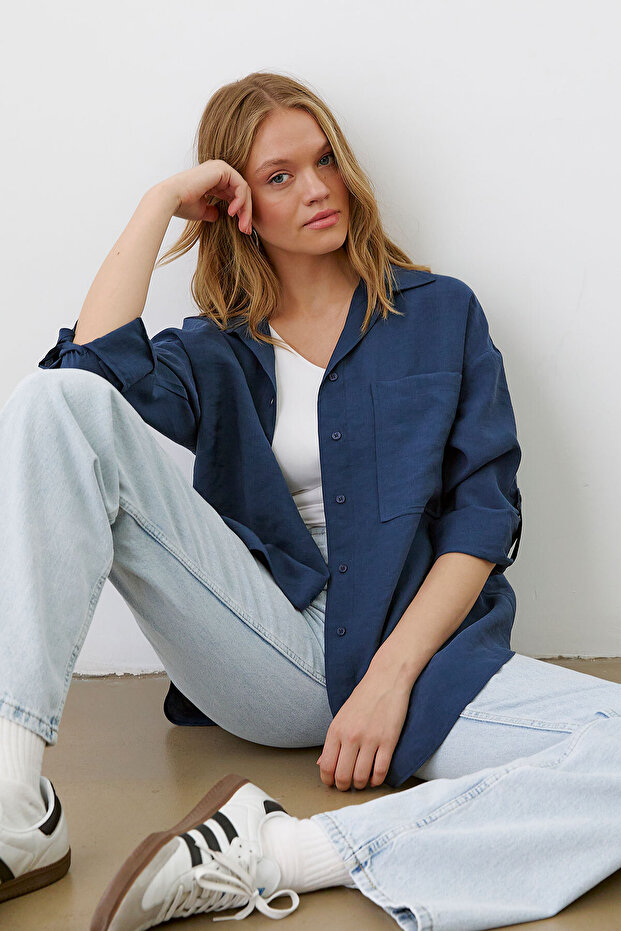 Apoletli Oversize Gömlek - 1