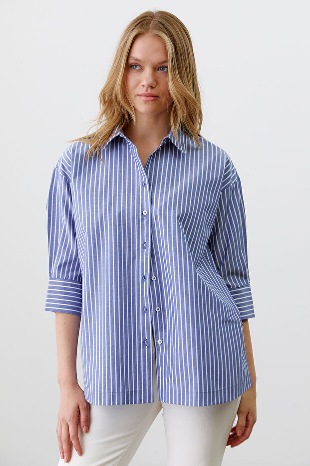 Yırtmaçlı Oversize Gömlek - 3