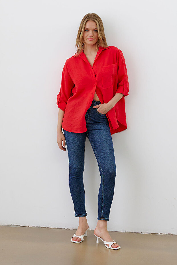 Apoletli Oversize Gömlek - 6