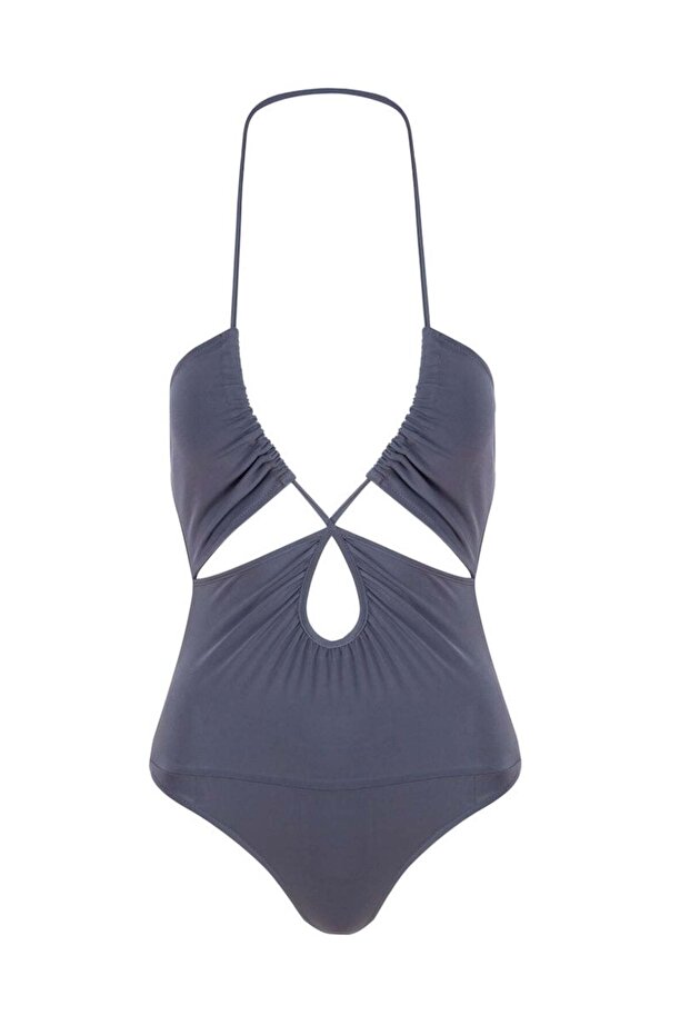 Askılı Dekolteli Body - Antrasit - 4