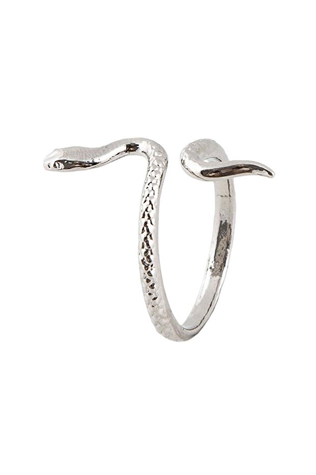 Thin Snake Curved Ring - Silver - 2