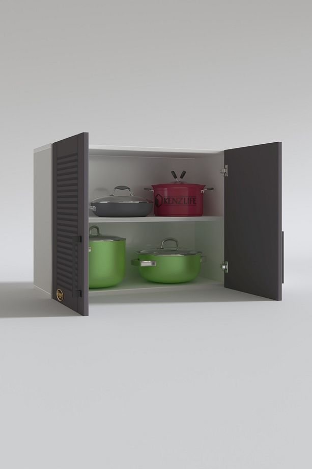 Hazır Mutfak Dolabı Kıvırcık60 Gri Mod2 60*080*32 Mebran Kapak Suntalam Gövde - 3
