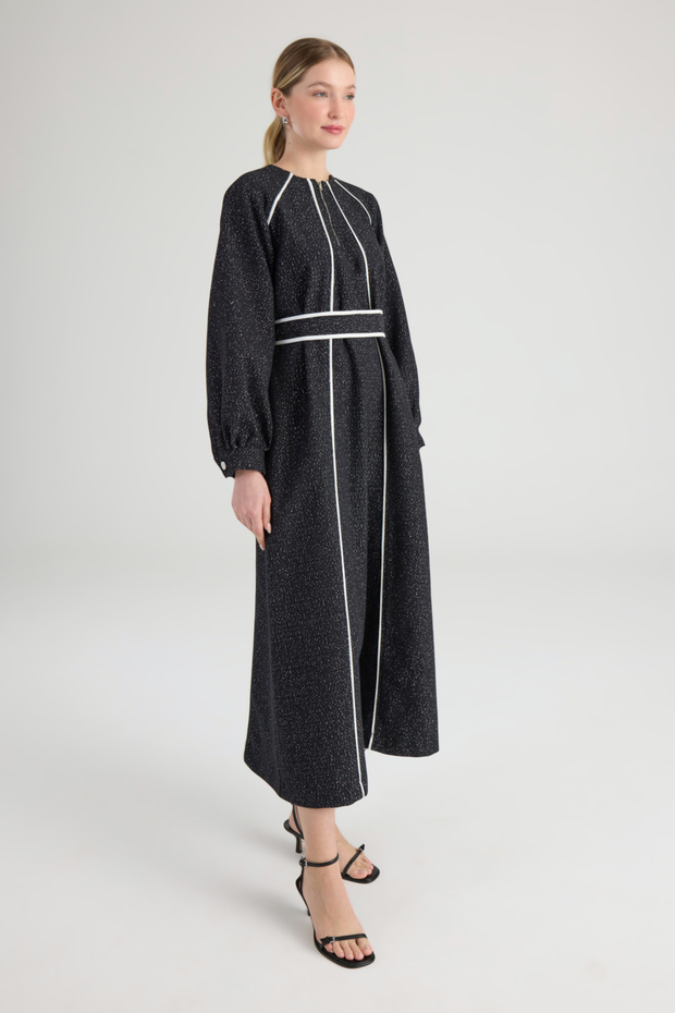 Siyah Tüvit Biyeli  Elbise - 6