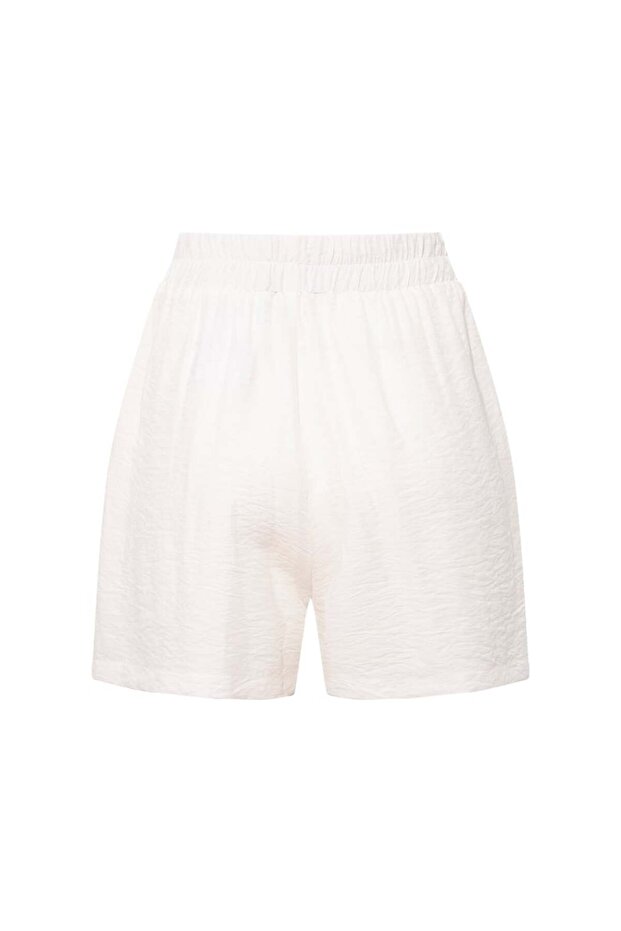 Beli Lastikli Şort - Beyaz - 5