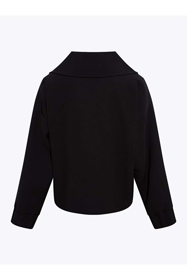 سترة جيب بياقة واسعة - أسود - 6