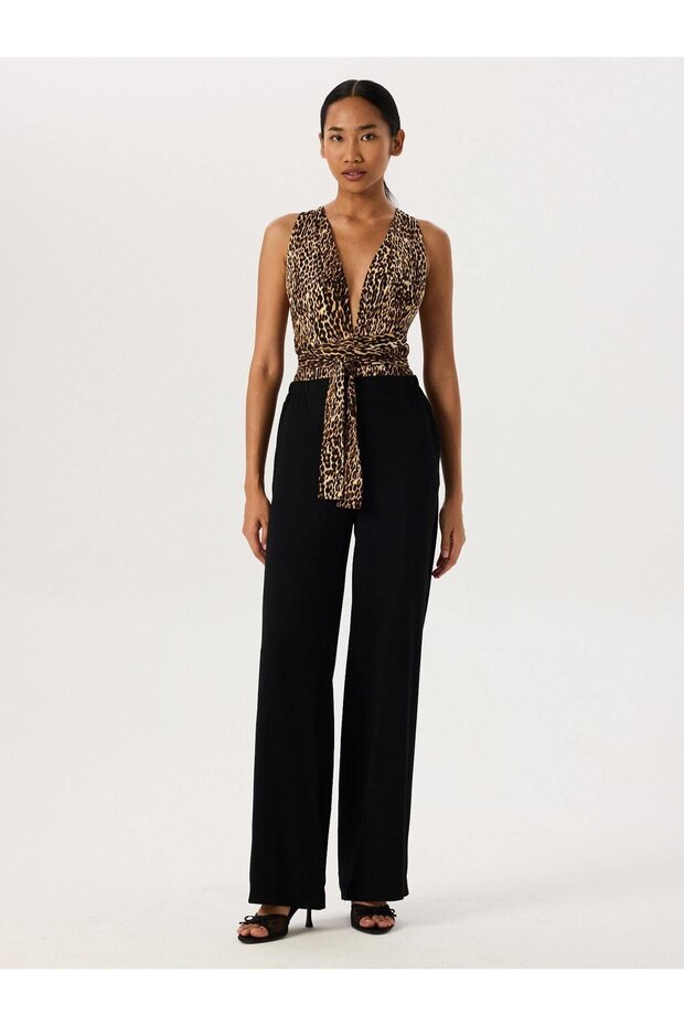 Iconic Leopard Pattern Deep Low-Cut Bodysuit - 1