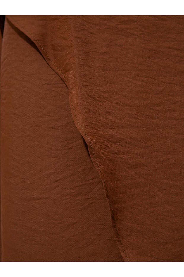 Anvelop Rahat Kesim Elbise - Kahve - 3