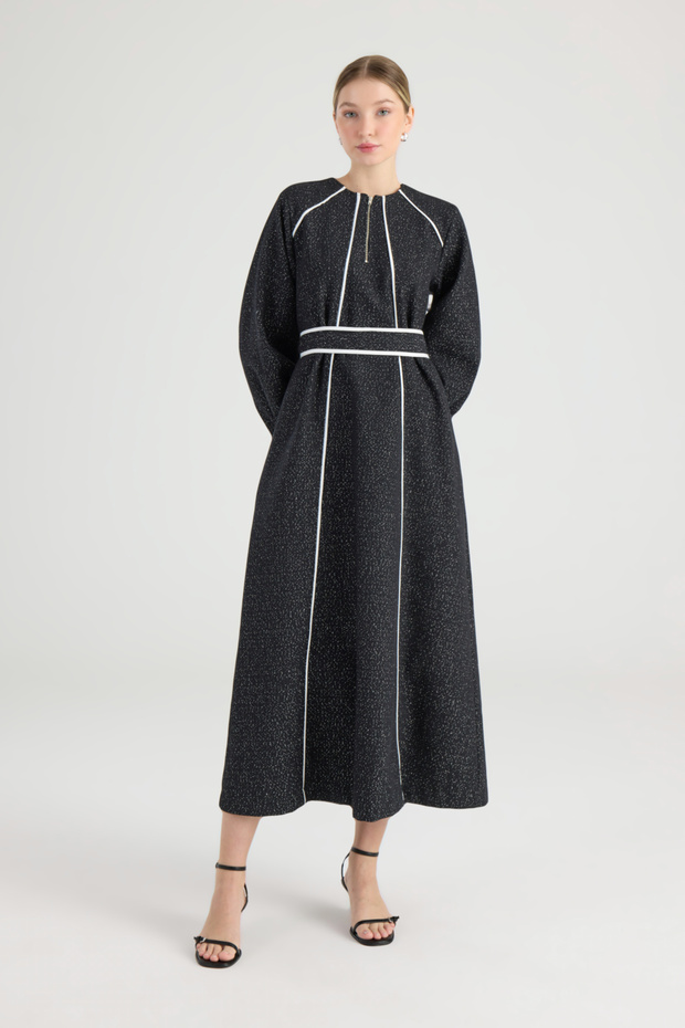 Siyah Tüvit Biyeli  Elbise - 2