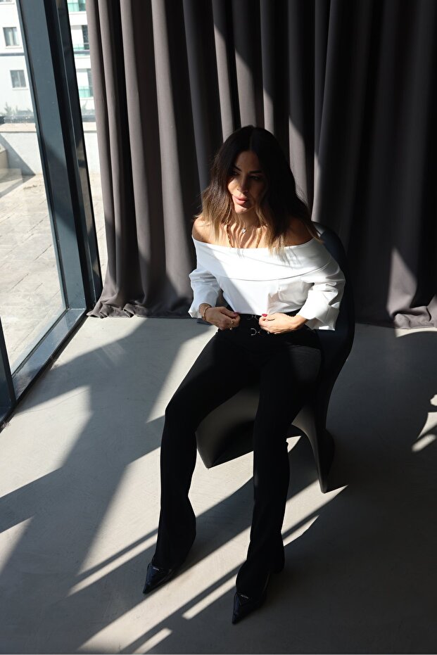 Madonna Collar Capri Sleeve Satin Blouse