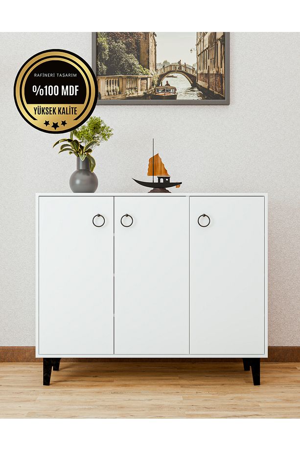 Afor Mdf 3 Kapaklı Ayakkabılık Çok Amaçlı 3 Kapaklı Dolap - 3