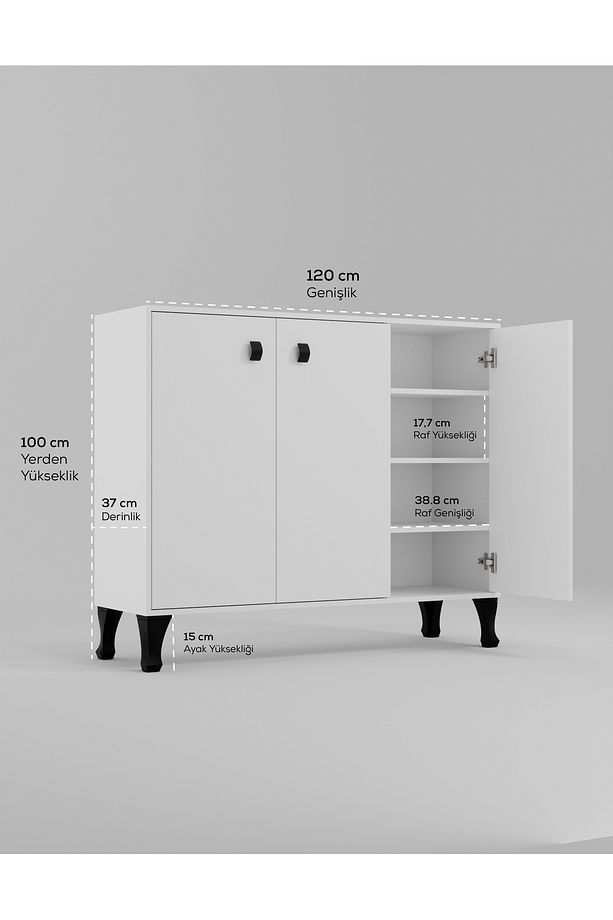 Afor Mdf 3 Kapaklı Ayakkabılık Çok Amaçlı 3 Kapaklı Dolap - 5