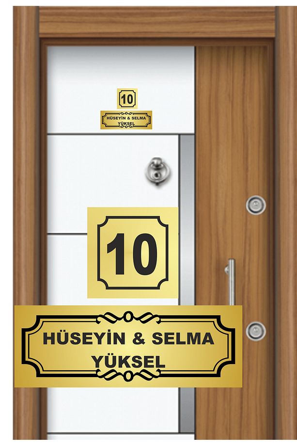 Kapı İsimliği Klasik Ev Dış Kapı İsimliği Çelik Kapı İsimliği Gold02 - 1