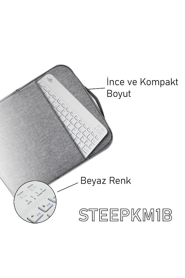 Magic Şarjlı Bluetooth Klavye - Mouse Set (Beyaz TR) STEEPKM1W - 2
