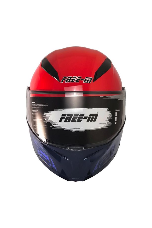 965 93 Mavi-kırmızı Çene Açılır Kask - 3