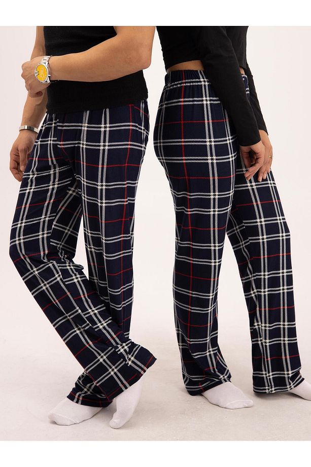 Ekose Kareli Yılbaşı Pijama Altı  Uisex Micro Pamuk - 5