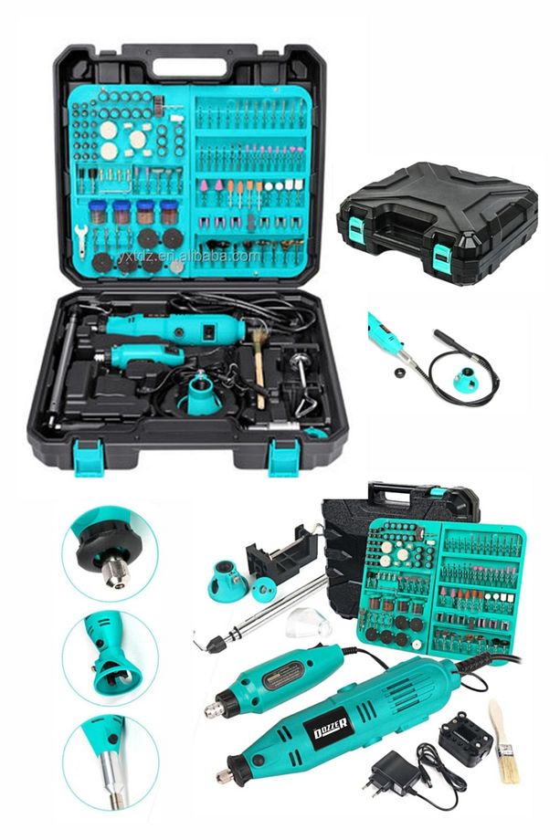 Alman 400 Parça 60.000 Rpm 6 Kademe Devir Ayarlı Hobi Gravür Seti Mini Taşlama Makinesi Seti - 1
