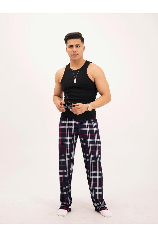 Ekose Kareli Yılbaşı Pijama Altı  Uisex Micro Pamuk - 2