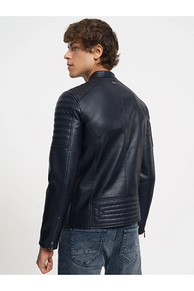 Erkek Regular Fit Deri Ceket - 3