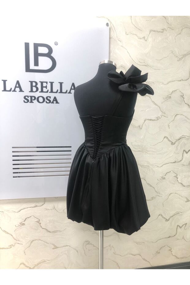 siyah balon elbise - 2