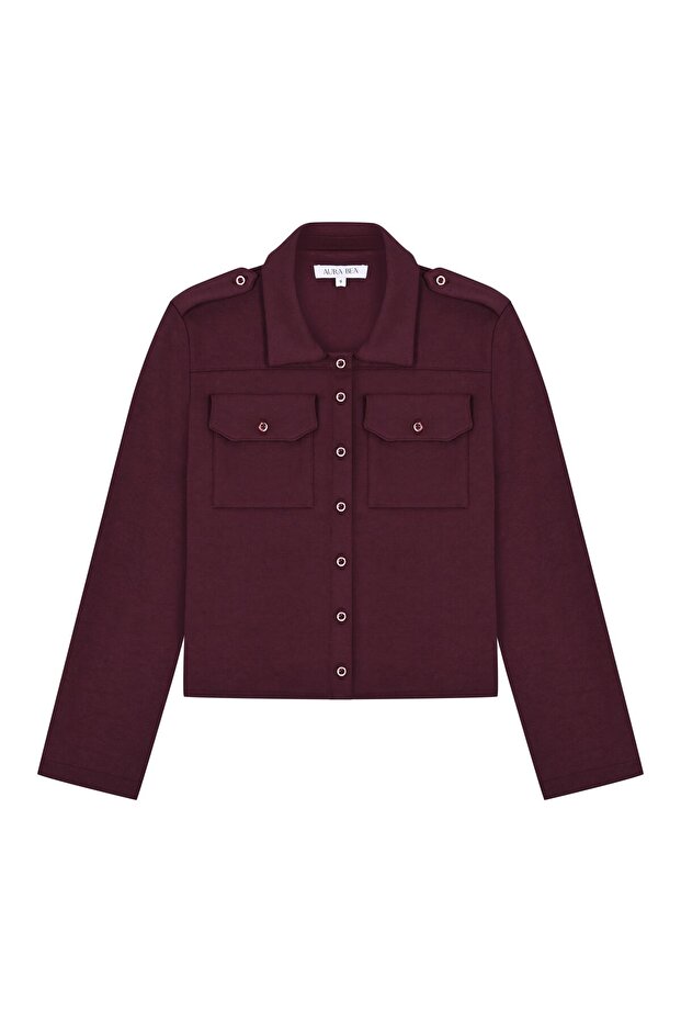 ÖRME MİNİ GÖMLEK BORDO - 1