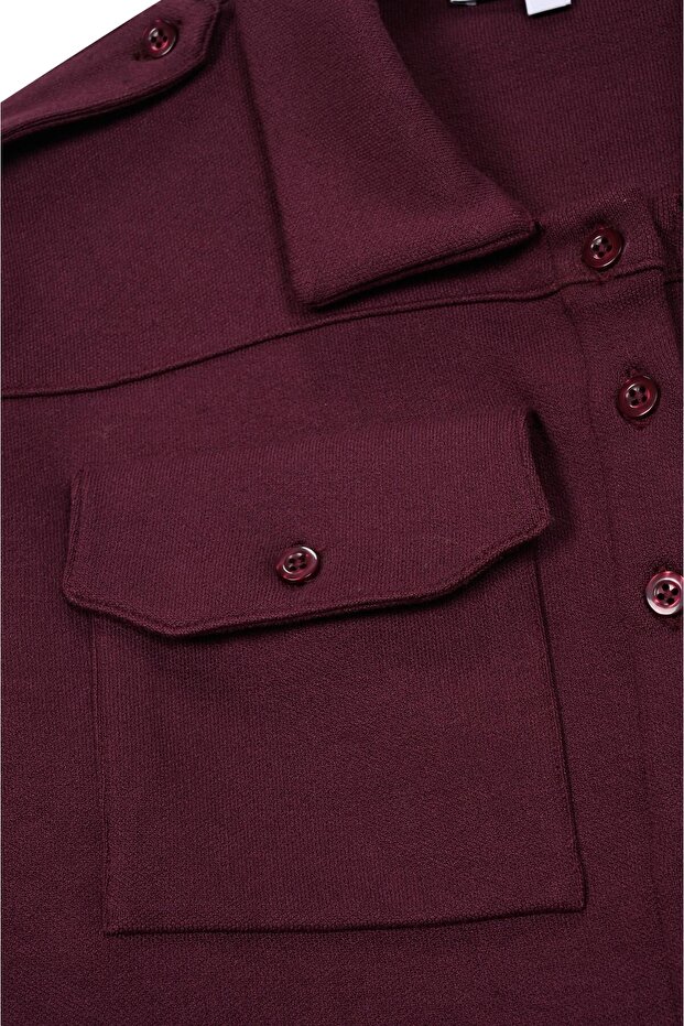 ÖRME MİNİ GÖMLEK BORDO - 3