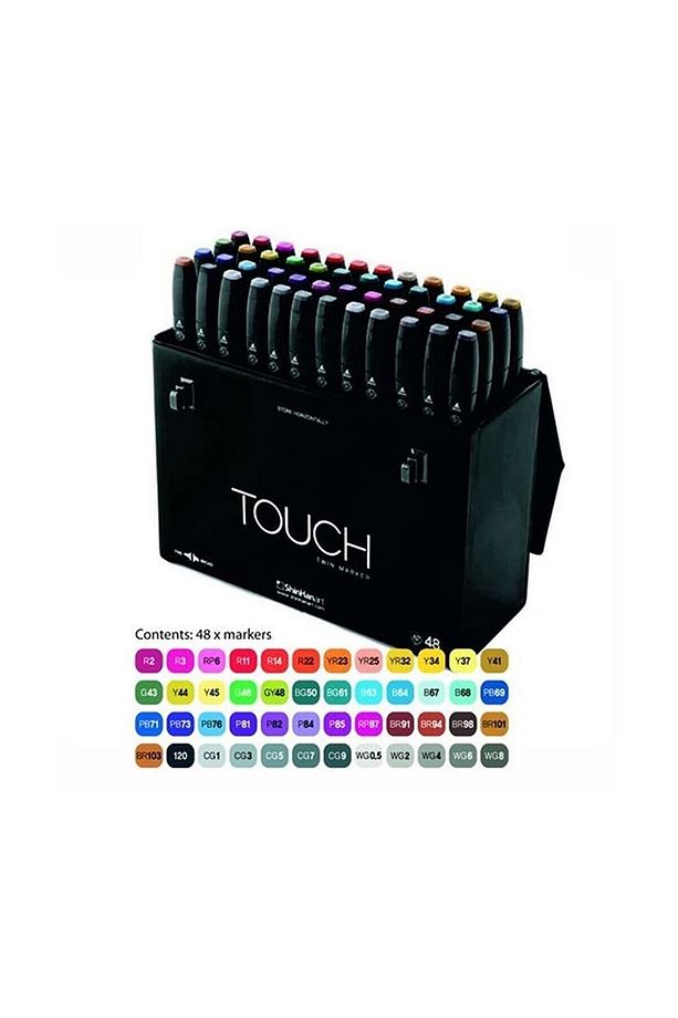 Touch Twin Marker Pen : Çift Uçlu Marker Kalemi : 48li Set - 1