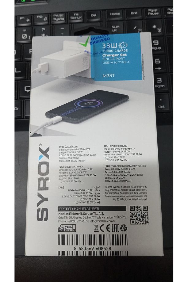 M33T Single Usb-A Port Turbo Charge Adapter & Type-C Cable - 33W Şarj Aleti Adaptör+Kablo 33W Şarj - 3