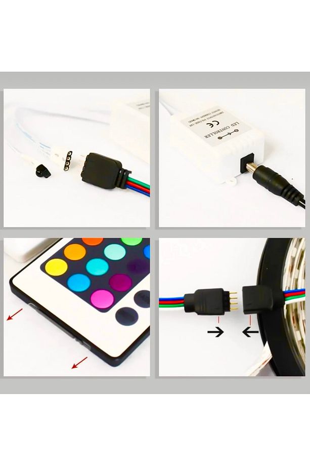 Rgb Şerit Led Set Kumandalı Adaptörlü Renk Renk Çok Renkli Led Yapışkanlı Silikonlu Şerit Led - 5