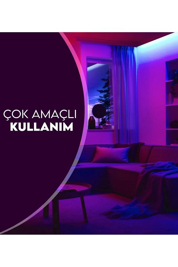 Rgb Şerit Led Set Kumandalı Adaptörlü Renk Renk Çok Renkli Led Yapışkanlı Silikonlu Şerit Led - 4