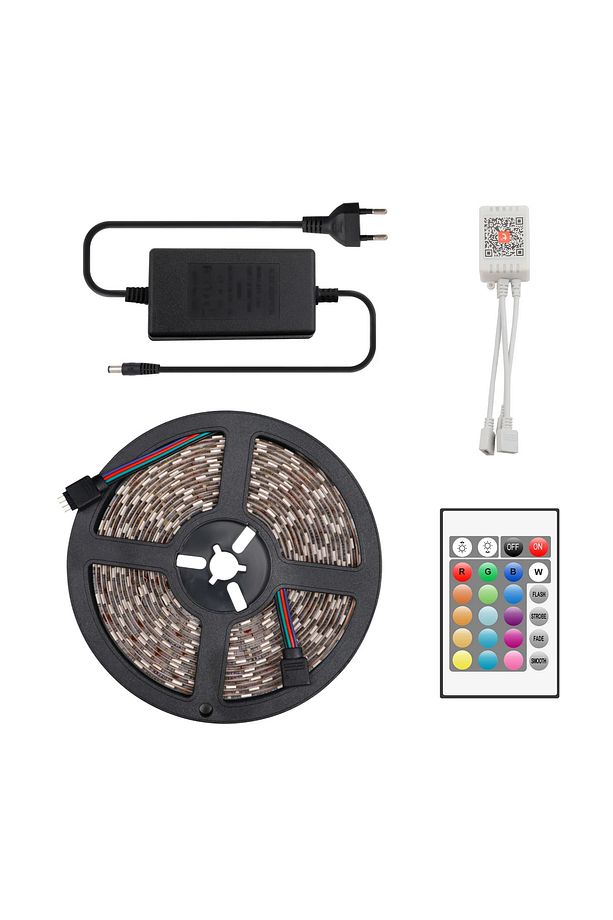 Rgb Şerit Led Set Kumandalı Adaptörlü Renk Renk Çok Renkli Led Yapışkanlı Silikonlu Şerit Led - 3