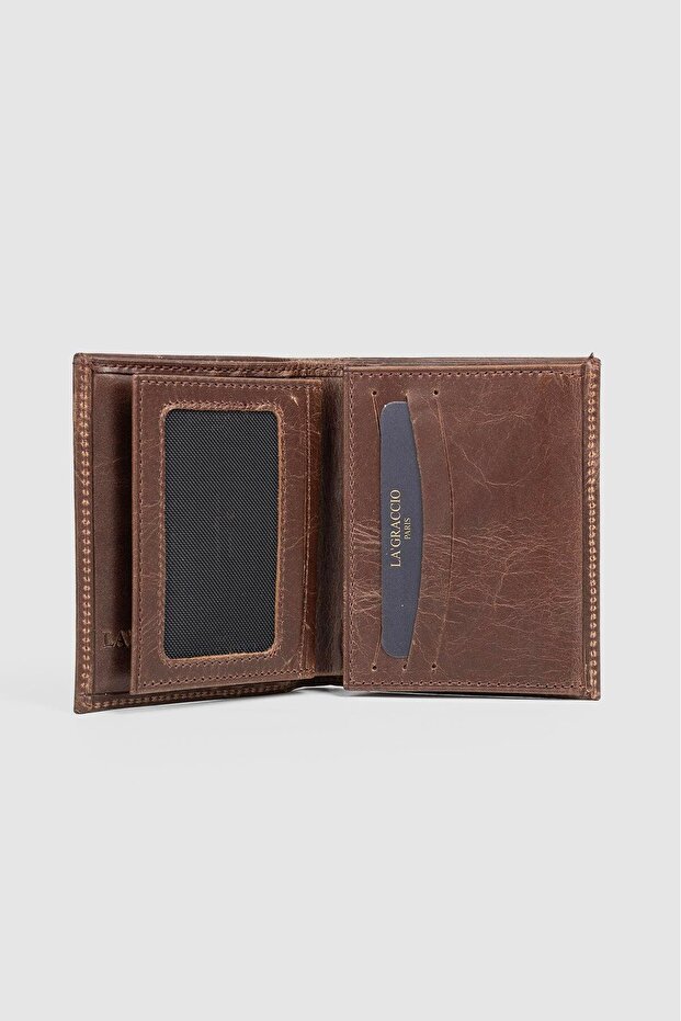 La'Graccio Paris Genuine Leather Men's Wallet Crazy Brown