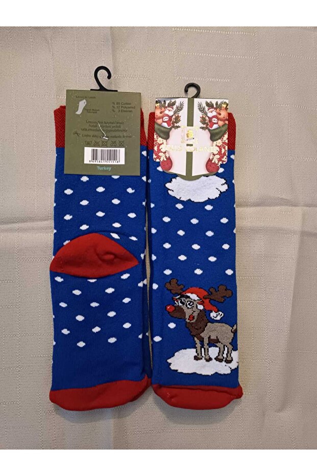 YILBAŞI TEMALI MAVİ ÇORAP [TEK ÇORAP FİYATIDIR] - 2