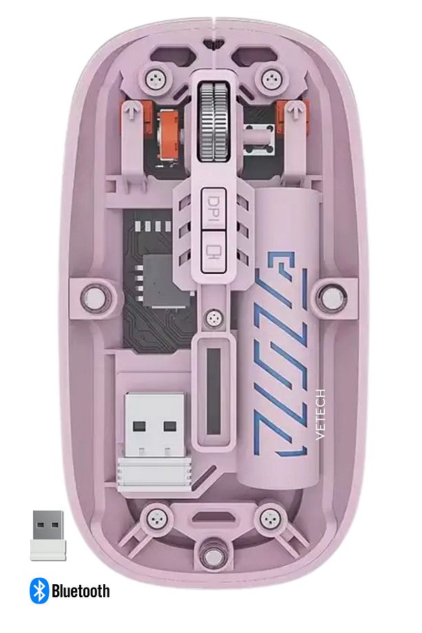 Şarjlı Kablosuz Mouse Şeffaf Tasarım Bluetooth + USB Çift Mod Telefon / Tablet / Laptop / PC - 1