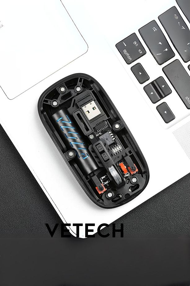 Şarjlı Kablosuz Mouse Şeffaf Tasarım Bluetooth + USB Çift Mod Telefon / Tablet / Laptop / PC - 4