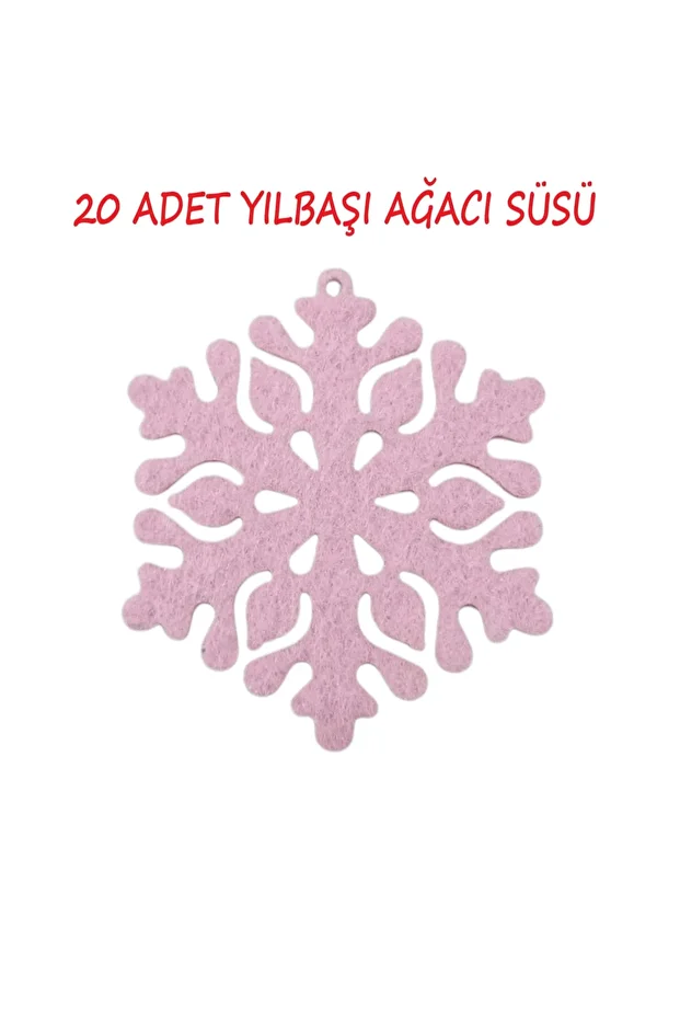 Yılbaşı Ağacı Süsü Kar Tanesi 20 adet 3 mm Keçe 6x6,5 cm - 1