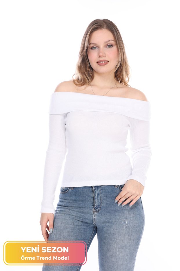 Women's New Season Madonna Collar Knitted Slim Fit Ribbed Camisole Long Sleeve Trendy Stylish Blouse