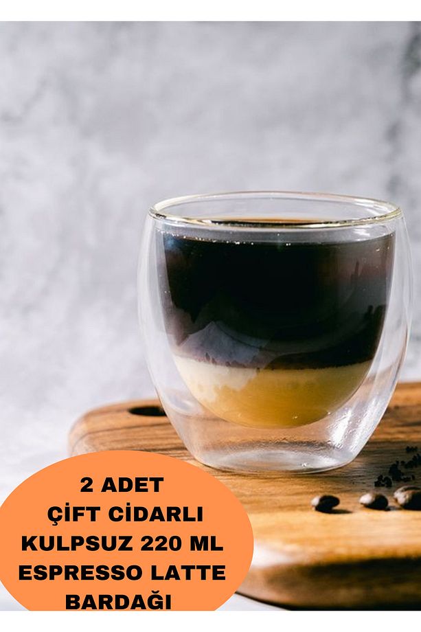 2 adet Hope Xing Çift cidarlı Cam Kahve Kupa BPA Free Cam Oval-Shaped Latte, Çay, Espresso 220ml - 3