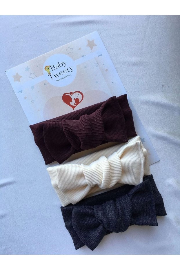 3-Piece Handmade Ribbed Baby Girl Bandana
