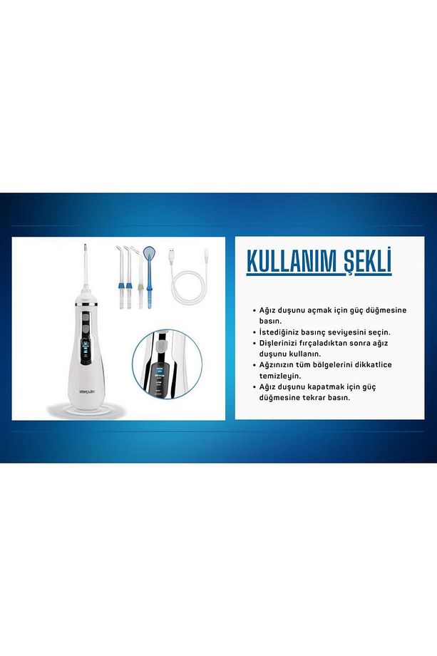 Water Flosser V500 Kablosuz Taşınabilir Ağız Duş Bakım Seti Siyah - 6