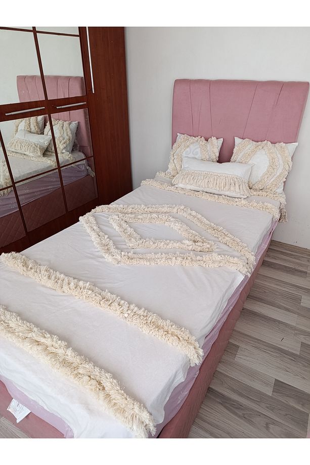 Yatak örtüsü & koltuk şalı runner ekru renk bohem model - 3