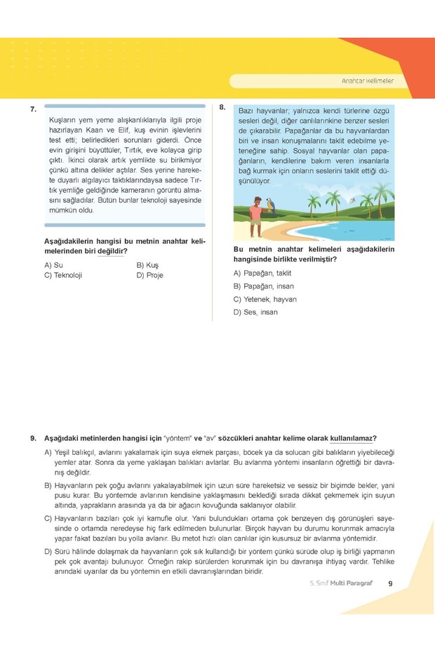2026 5. Sınıf Multi Paragraf Soru Bankası - 5
